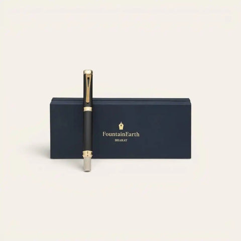 Royal Black Magnetic Brass Pen — Solid Brass, Schmidt Refill - FountainEarth