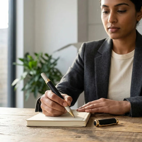 Royal Black Metal Roller Ball Pen with Magnetic Closure - FountainEarth