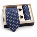 Royal Blue Elephant Print Tie, Pocket Square and Cufflink Gift Set - FountainEarth