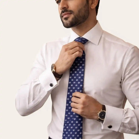 Royal Blue Elephant Print Tie Set — Tie, Pocket Square, Cufflinks - FountainEarth