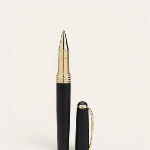 Signature Black Gold Brass Pen — Matte Black, Schmidt Refill - FountainEarth