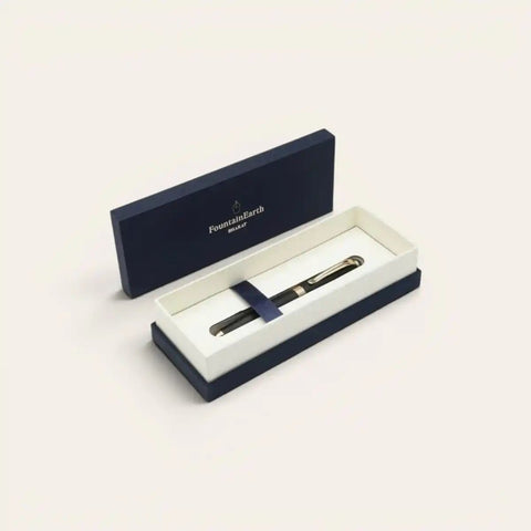 Signature Black Gold Brass Pen — Matte Black, Schmidt Refill - FountainEarth