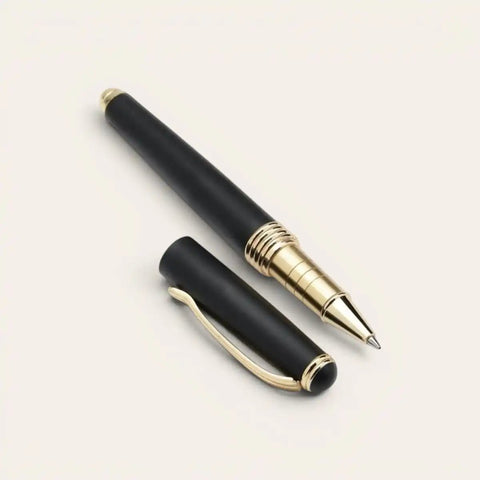 Signature Black Gold Brass Pen — Matte Black, Schmidt Refill - FountainEarth