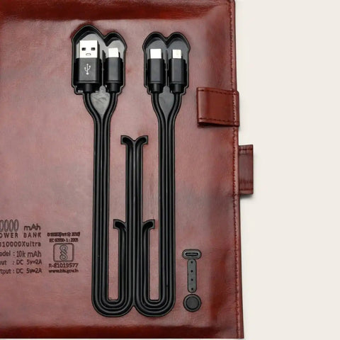Smart Charging Diary + Brass Pen Desk Combo — Wireless + 10,000 mAh - FountainEarth