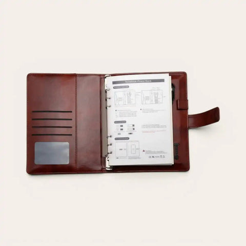 Smart Charging Diary Tan — Wireless + 10,000 mAh, A5 Leather - FountainEarth