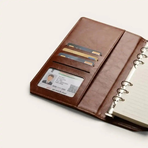 Smart Charging Diary Tan — Wireless + 10,000 mAh, A5 Leather - FountainEarth