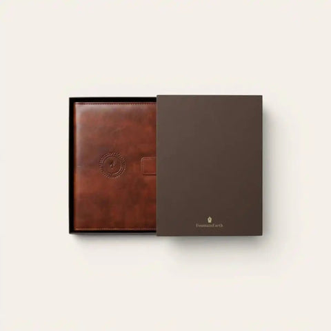 Smart Charging Diary Tan — Wireless + 10,000 mAh, A5 Leather - FountainEarth