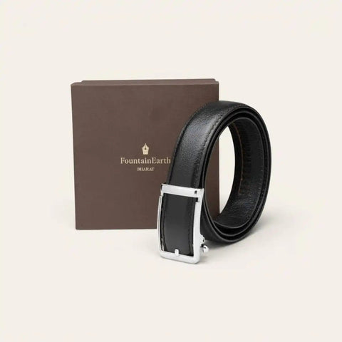 Smart Fit No - Hole Leather Belt — LWG - Certified, Locking Ratchet - FountainEarth