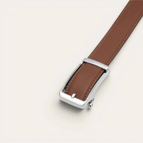 Smart Fit No - Hole Leather Belt — LWG - Certified, Locking Ratchet - FountainEarth