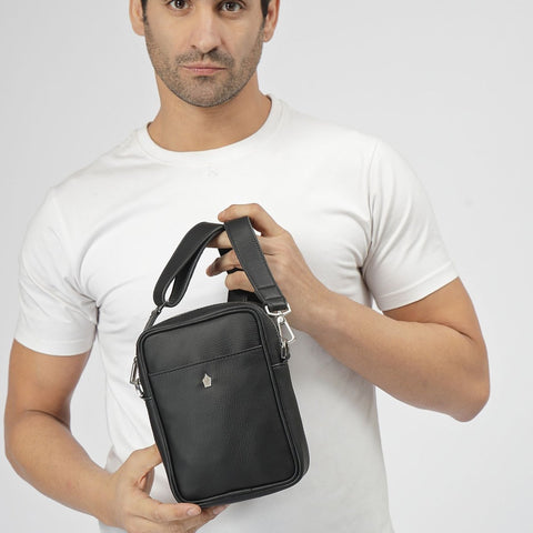 Voyager Recycled Leather Crossbody Bag for Men and Women - FountainEarth