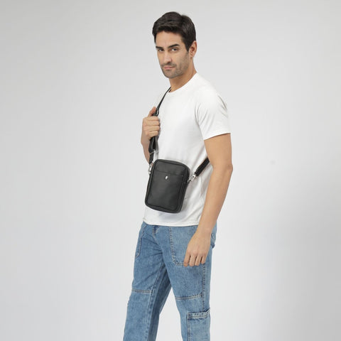 Voyager Recycled Leather Crossbody Bag for Men and Women - FountainEarth