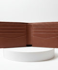 Zylah Men’s Slim Bifold in LWG - Certified Natural Leather | Signature Nib Emblem - FountainEarth