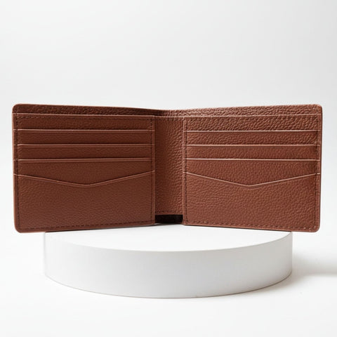 Zylah Men’s Slim Bifold in LWG - Certified Natural Leather | Signature Nib Emblem - FountainEarth