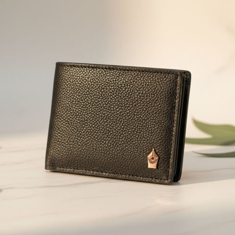 Zylah Men’s Slim Bifold in LWG - Certified Natural Leather | Signature Nib Emblem - FountainEarth